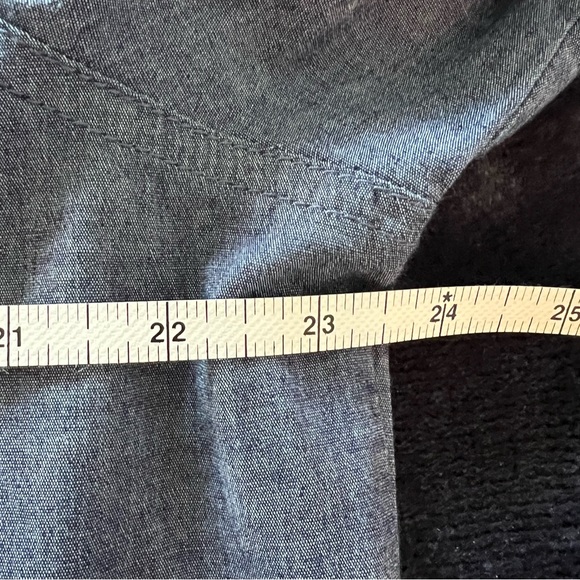Denim & Co. 3/4 sleeve stretch denim button front shirt - Picture 5 of 13